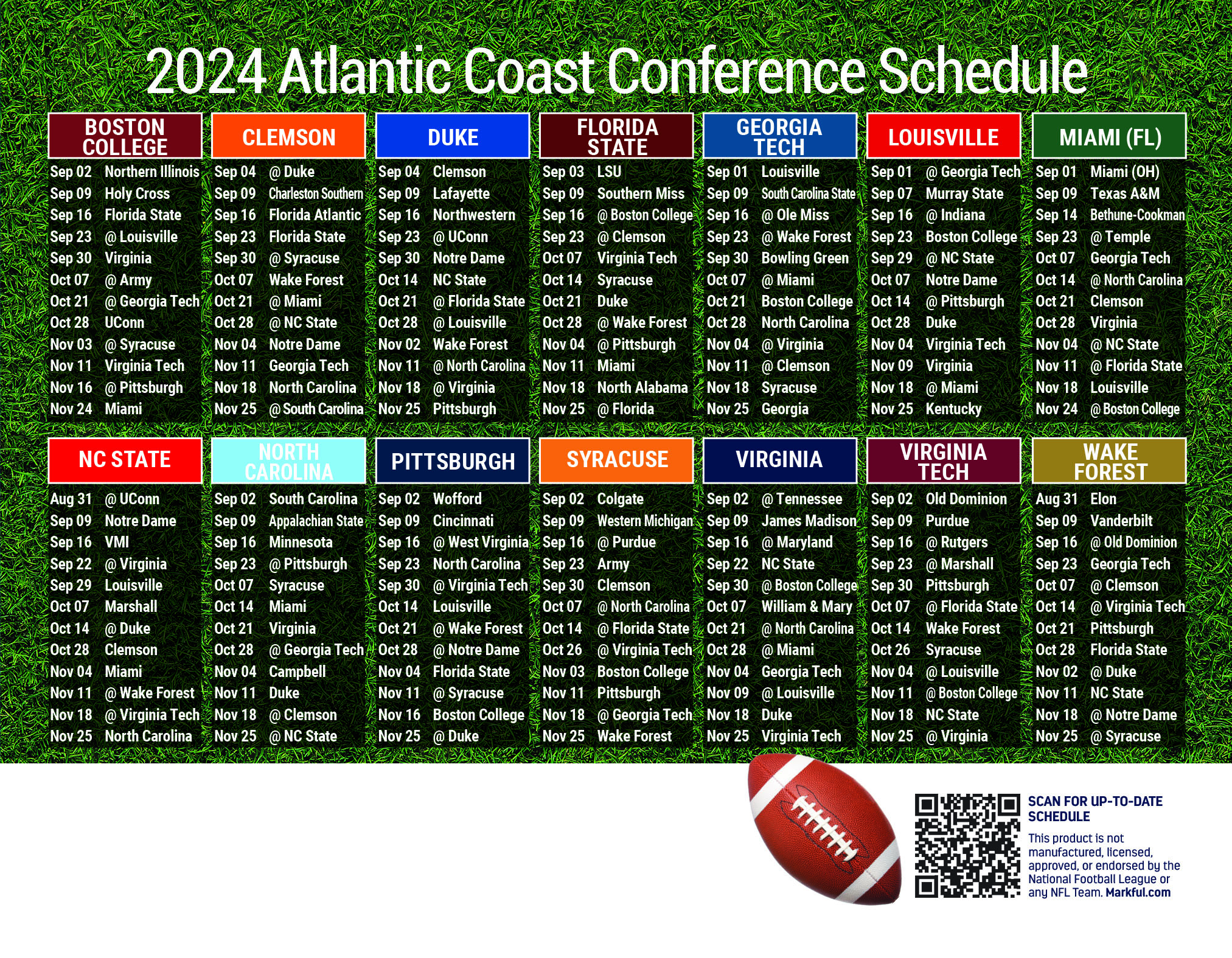 Picture of ACC Personalized Jumbo Football Magnet 2024