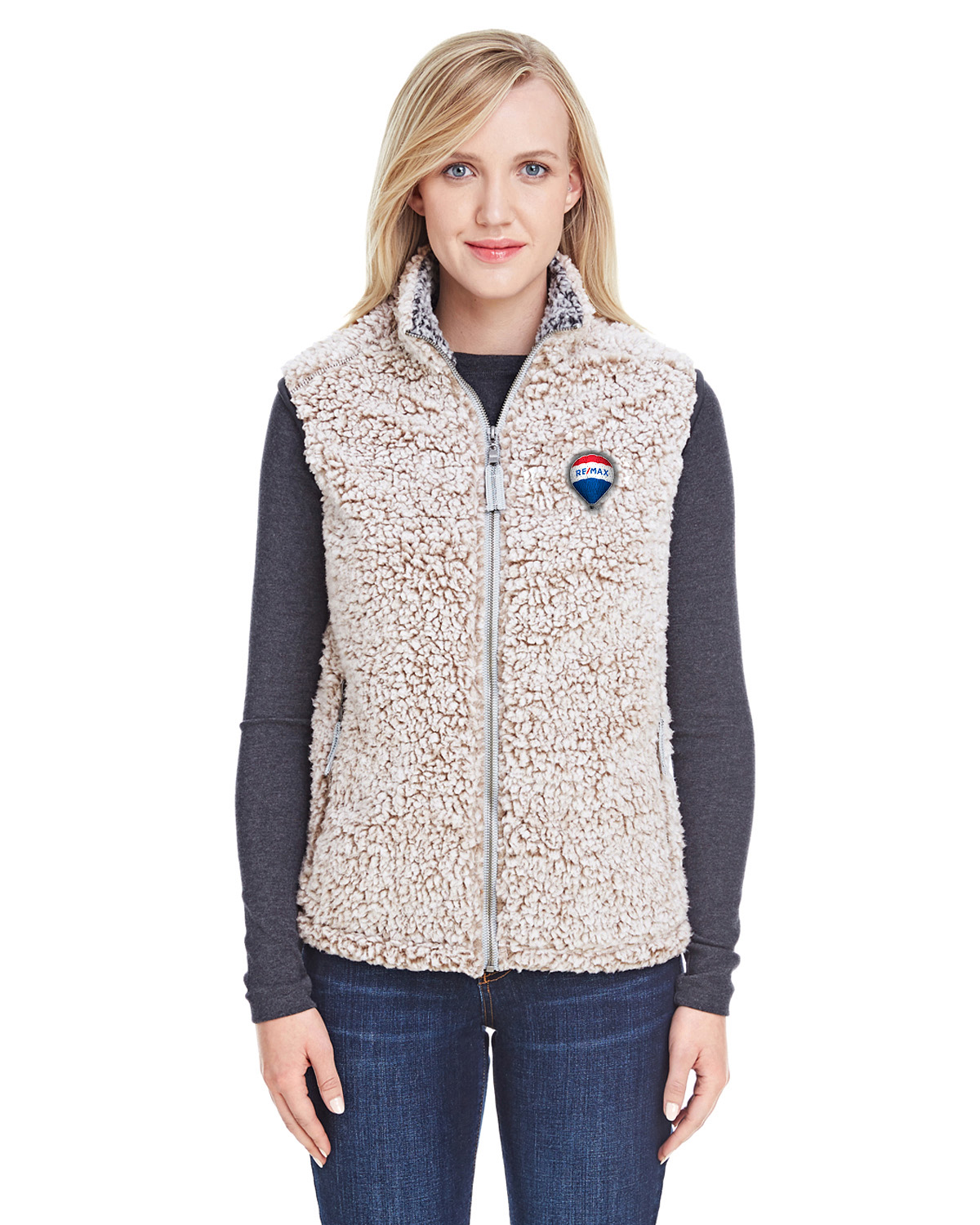 Picture of RE/MAX J America Sherpa Vest - Women's  Oatmeal