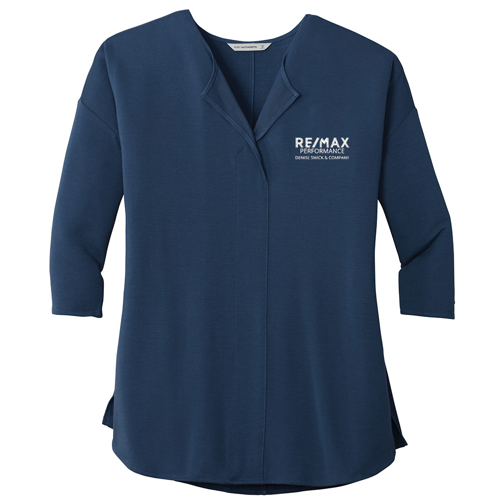 Picture of RE/MAX PERFORMANCE DENISE SWICK & CO 3/4-Sleeve Soft Split Neck Top - Women's  Blue