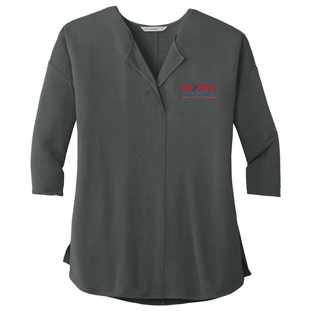 Picture of RE/MAX PERFORMANCE DENISE SWICK & CO 3/4-Sleeve Soft Split Neck Top - Women's  Charcoal