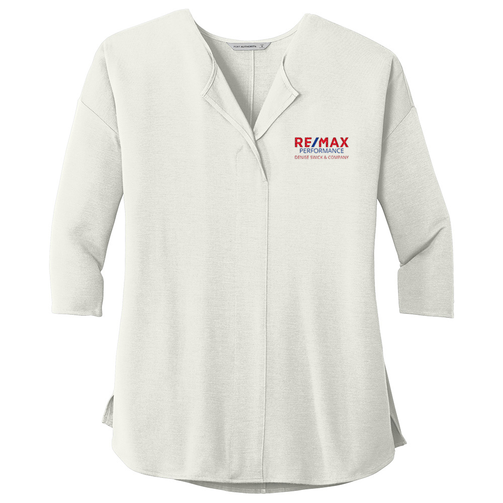 Picture of RE/MAX PERFORMANCE DENISE SWICK & CO 3/4-Sleeve Soft Split Neck Top - Women's  Off-White