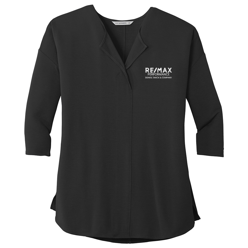 Picture of RE/MAX PERFORMANCE DENISE SWICK & CO 3/4-Sleeve Soft Split Neck Top - Women's  Black