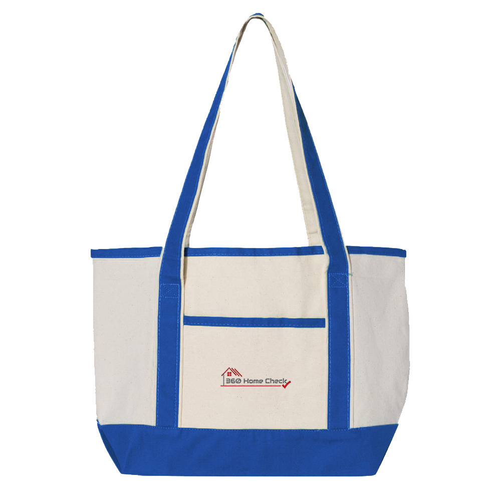 Picture of 360 Home Check Canvas Deluxe Tote Bag - Small - Adult One Size Blue