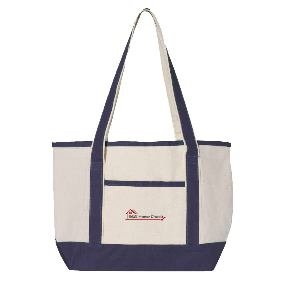 Picture of 360 Home Check Canvas Deluxe Tote Bag - Small - Adult One Size Navy