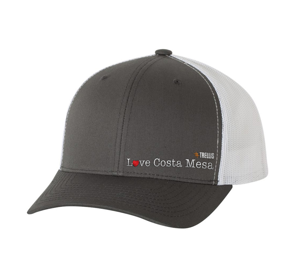 Picture of Love Our Cities Costa Mesa Retro Trucker Hat - Adult One Size Gray-White