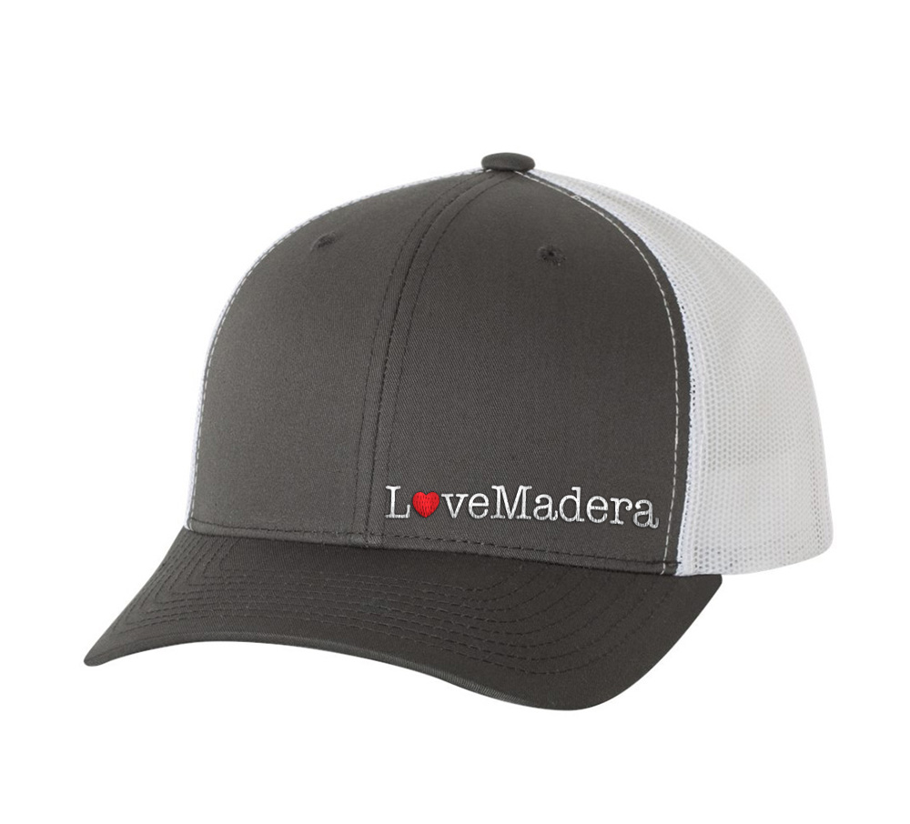 Picture of Love Our Cities Madera Retro Trucker Hat - Adult One Size Gray-White