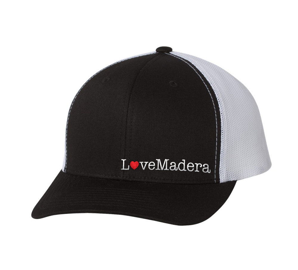 Picture of Love Our Cities Madera Retro Trucker Hat - Adult One Size Black-White