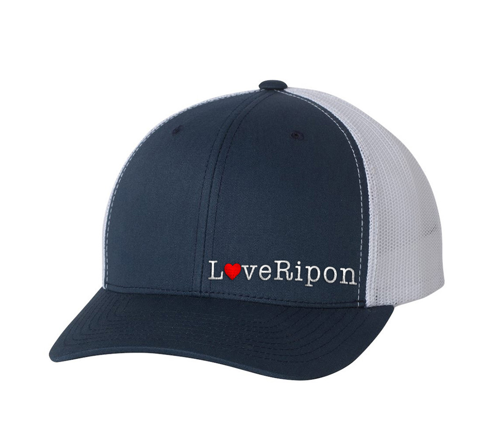 Picture of Love Our Cities Ripon Retro Trucker Hat - Adult One Size Navy-White