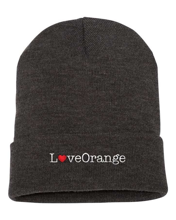 Picture of Love Our Cities Orange 12 Inch Cuffed Beanie - Adult One Size Charcoal