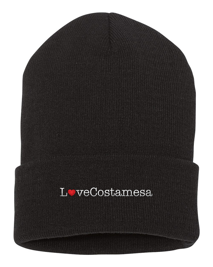 Picture of Love Our Cities Costa Mesa 12 Inch Cuffed Beanie - Adult One Size Black