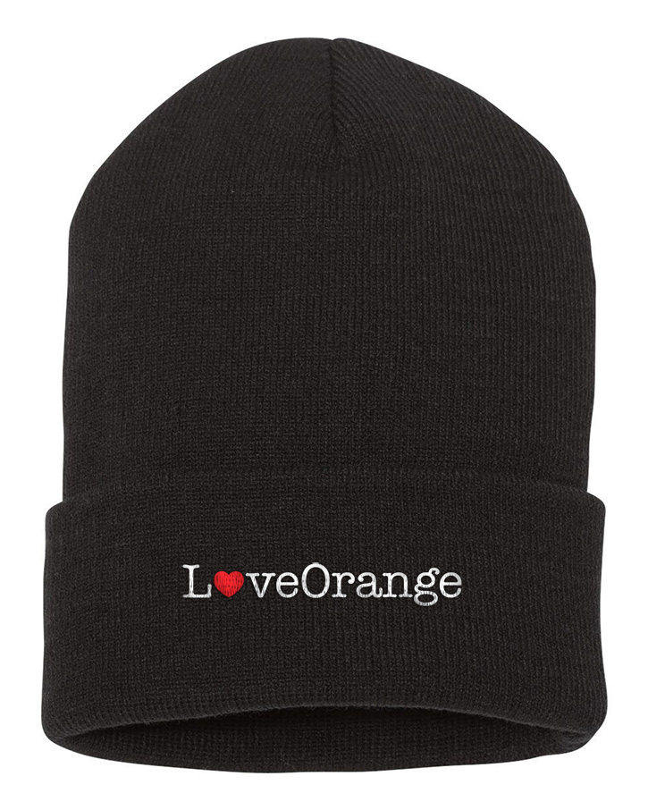 Picture of Love Our Cities Orange 12 Inch Cuffed Beanie - Adult One Size Black