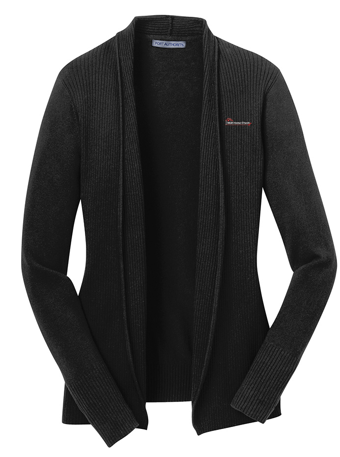Picture of 360 Home Check Port Authority Cardigan Sweater - Women's  Black