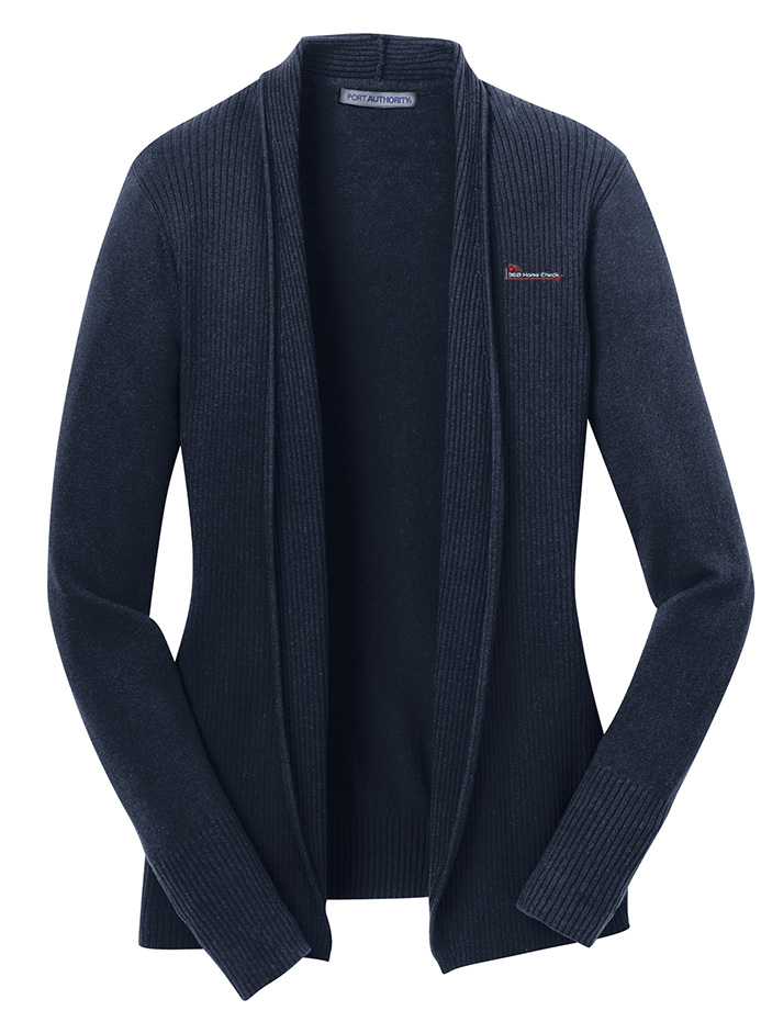 Picture of 360 Home Check Port Authority Cardigan Sweater - Women's  Navy