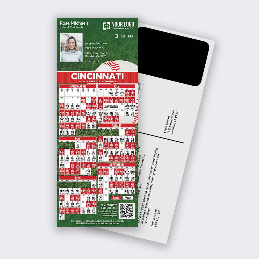 Picture of Custom PostCard Mailer Baseball Magnets - Cincinnati Reds