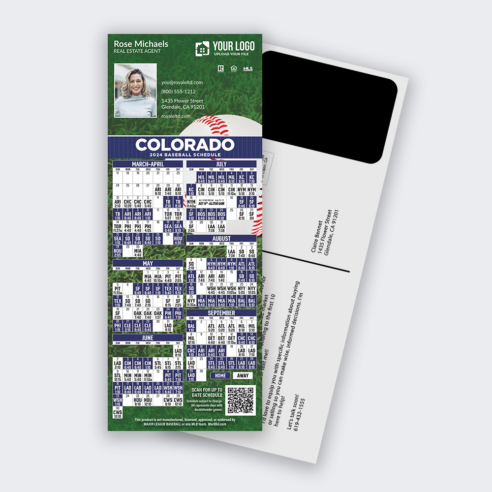 Picture of Custom PostCard Mailer Baseball Magnets - Colorado Rockies