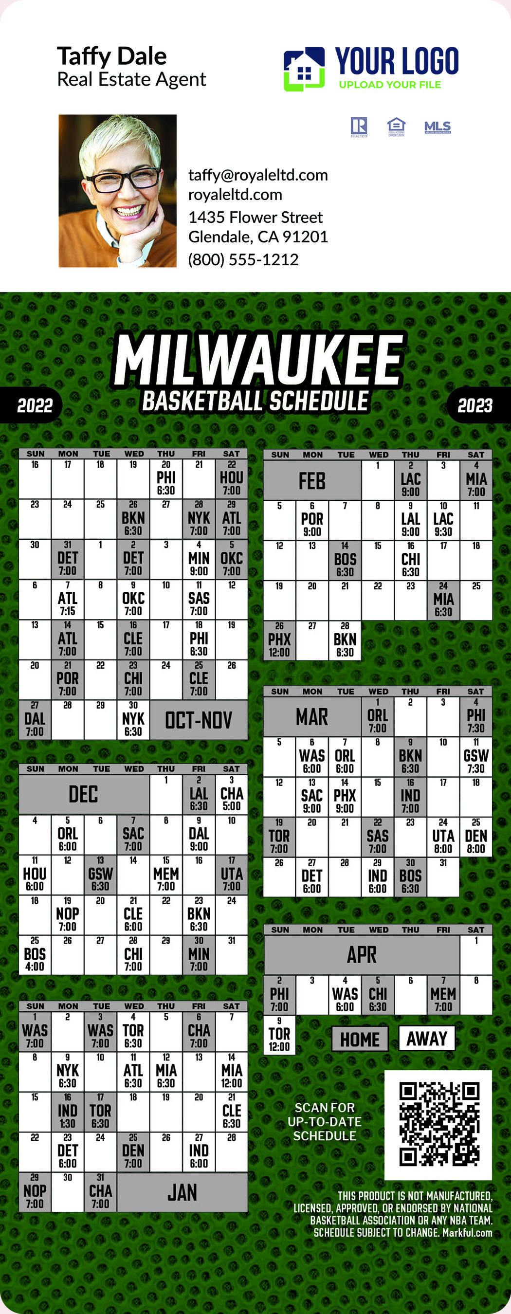 Picture of 2022-23 Custom QuickMagnet Basketball Magnets - Milwaukee Bucks 