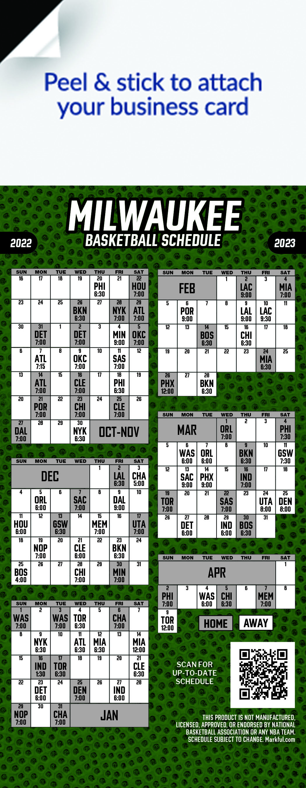 Picture of 2022-23 Stock QuickStix Basketball Magnets - Milwaukee Bucks 