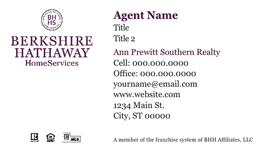 Picture of  Ann Prewitt Southern Realty Business Cards