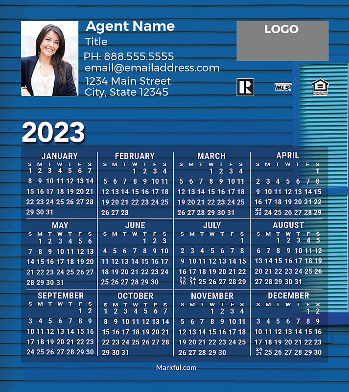Picture of 2023 Custom Full Calendar Magnets: Budget - Aquamarine