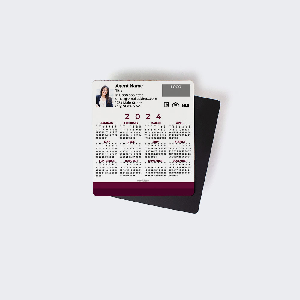 Picture of 2024 Custom Full Calendar Magnets: Budget - Simple Cabernet