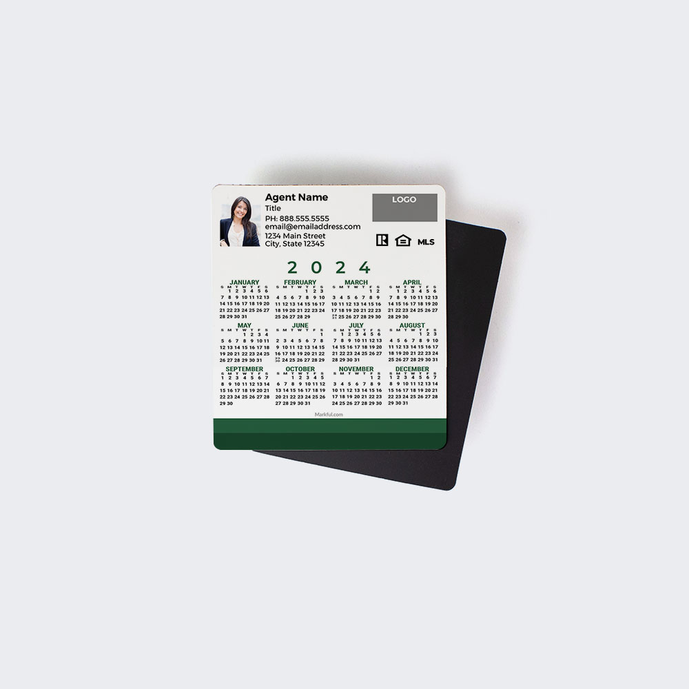Picture of 2024 Custom Full Calendar Magnets: Budget - Simple Green