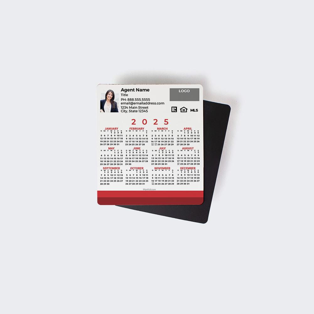 Picture of 2024 Custom Full Calendar Magnets: Budget - Simple Red