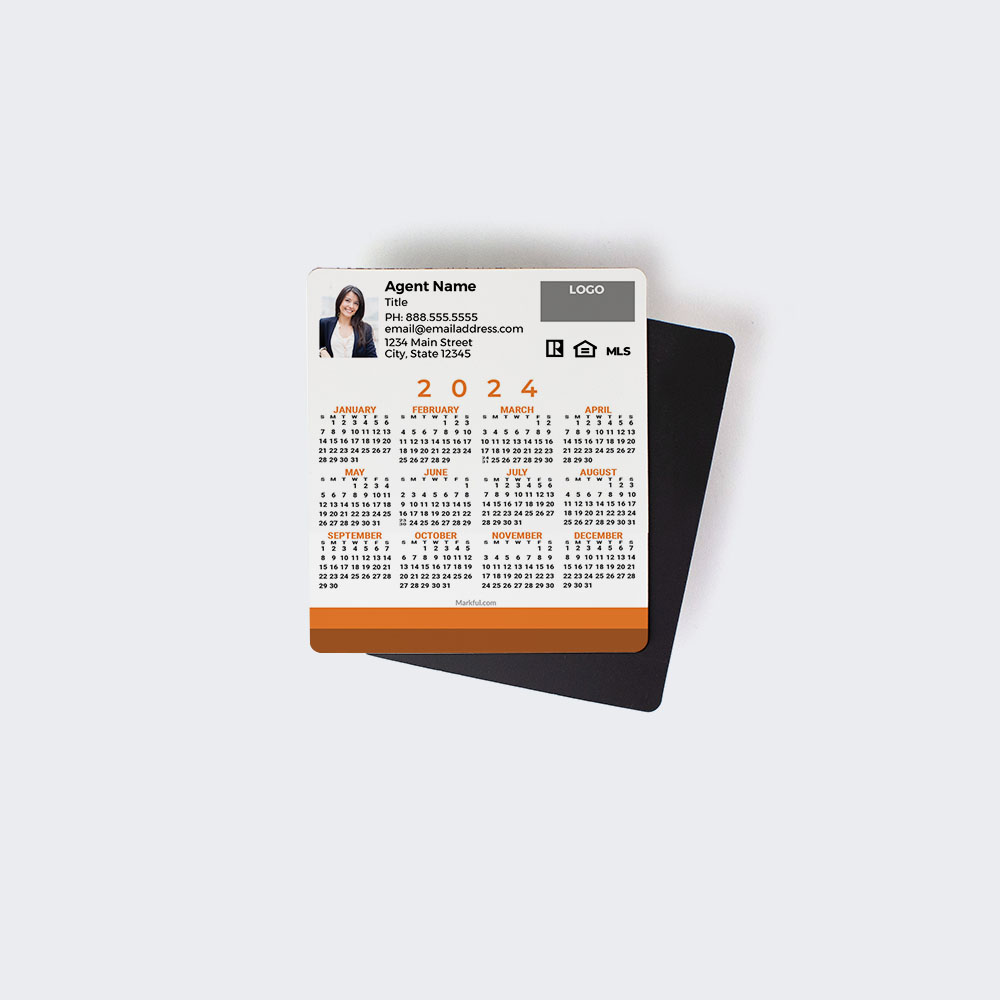 Picture of 2024 Custom Full Calendar Magnets: Budget - Simple Orange