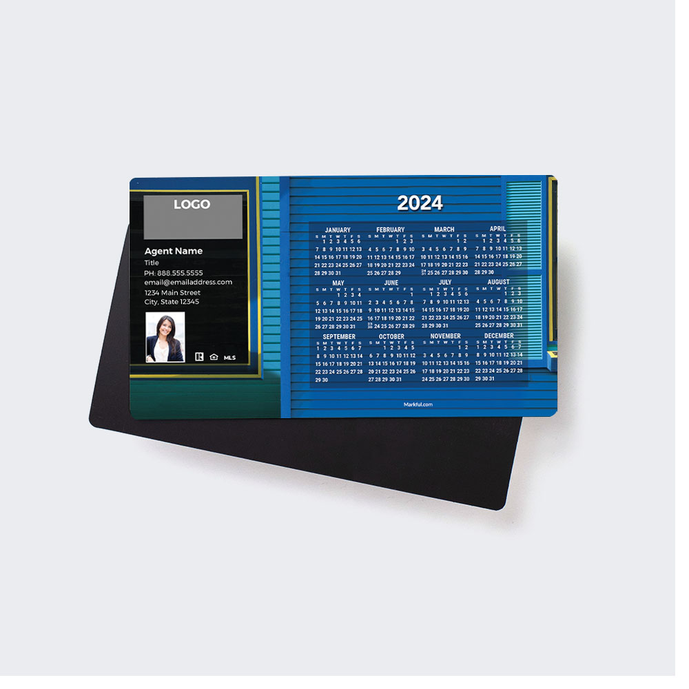 Picture of 2024 Custom Full Calendar Magnets: Executive - Aquamarine