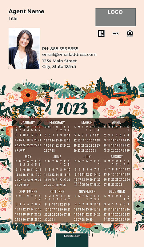 Picture of 2023 Custom Full Calendar Magnets: Executive - Colorful Blooms