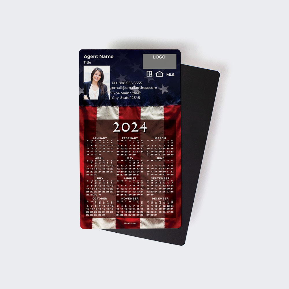Picture of 2024 Custom Full Calendar Magnets: Executive - Old Glory
