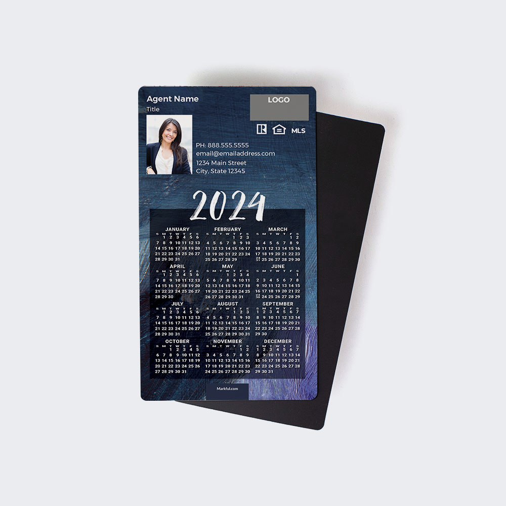 Picture of 2024 Custom Full Calendar Magnets: Executive - Blue Canvas