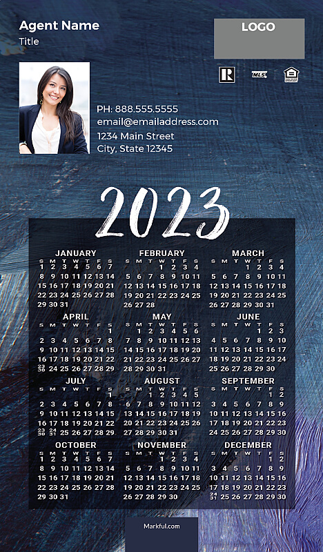 Picture of 2023 Custom Full Calendar Magnets: Executive - Blue Canvas