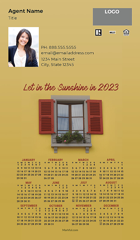 Picture of 2023 Custom Full Calendar Magnets: Executive - Let in the Sunshine