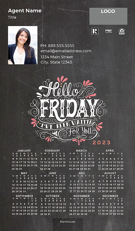 Picture of 2023 Custom Full Calendar Magnets: Executive - Hello Friday