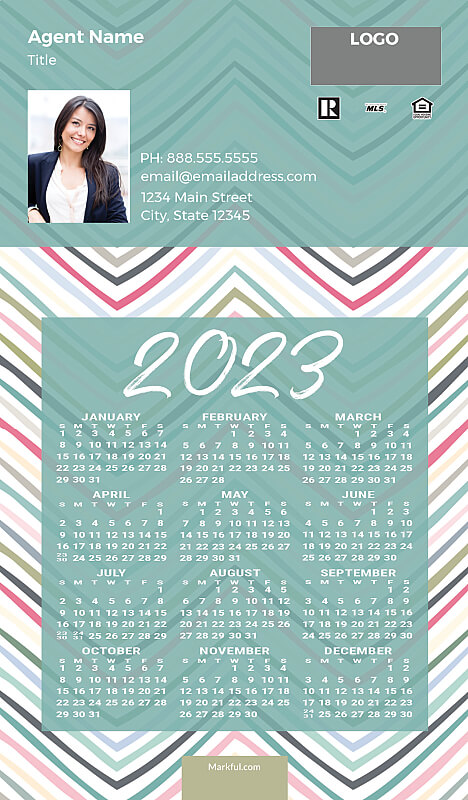 Picture of 2023 Custom Full Calendar Magnets: Executive - Rainbow Chevrons