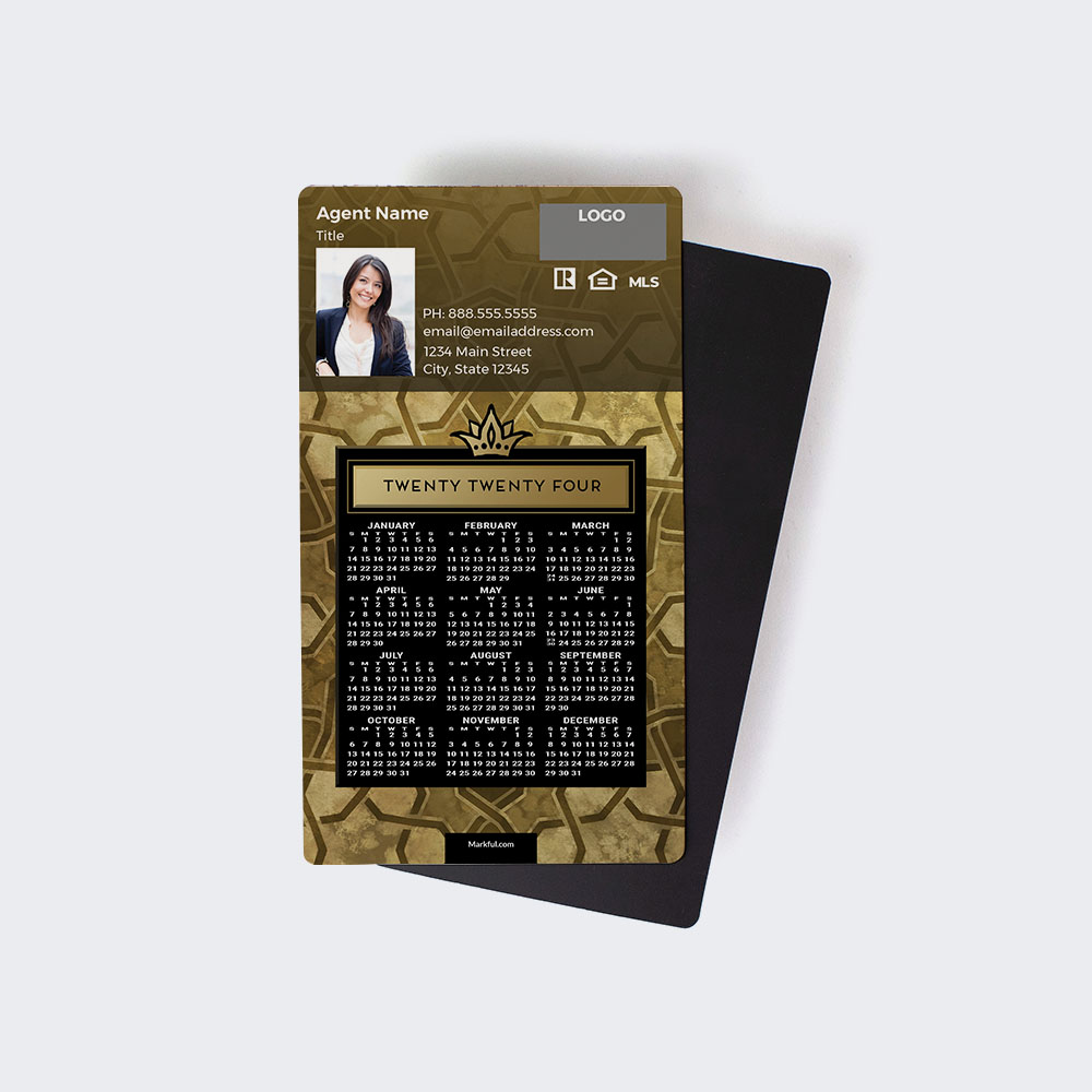 Picture of 2024 Custom Full Calendar Magnets: Executive - Gold Deco