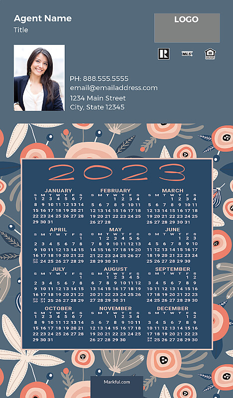 Picture of 2023 Custom Full Calendar Magnets: Executive - Quirky Garden