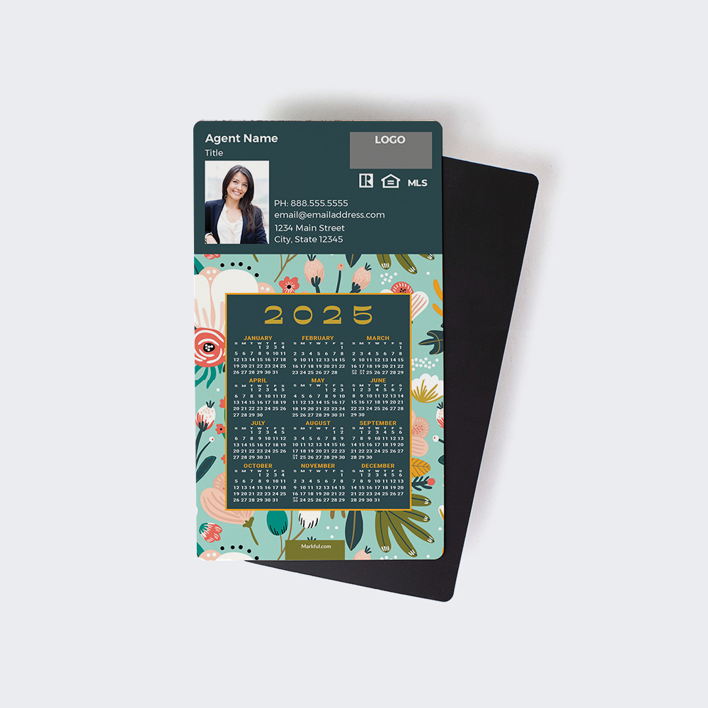 Picture of 2024 Custom Full Calendar Magnets: Executive - Exotic Blooms