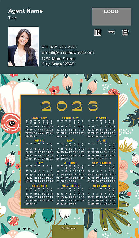 Picture of 2023 Custom Full Calendar Magnets: Executive - Exotic Blooms