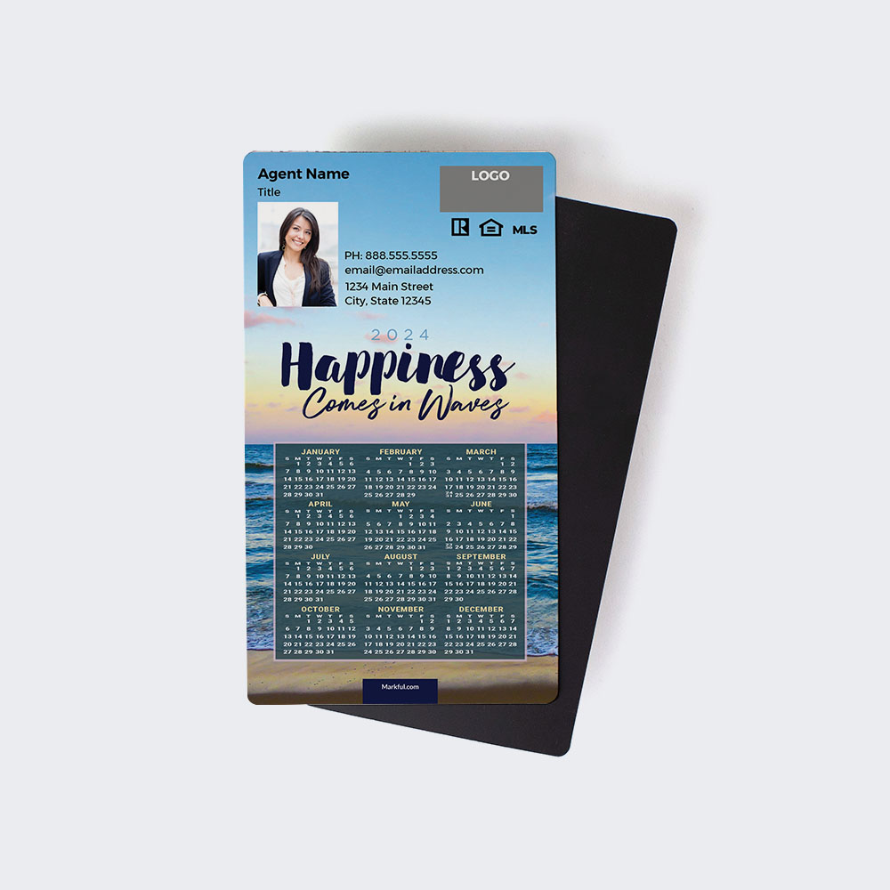 Picture of 2024 Custom Full Calendar Magnets: Executive - Happiness Comes in Waves