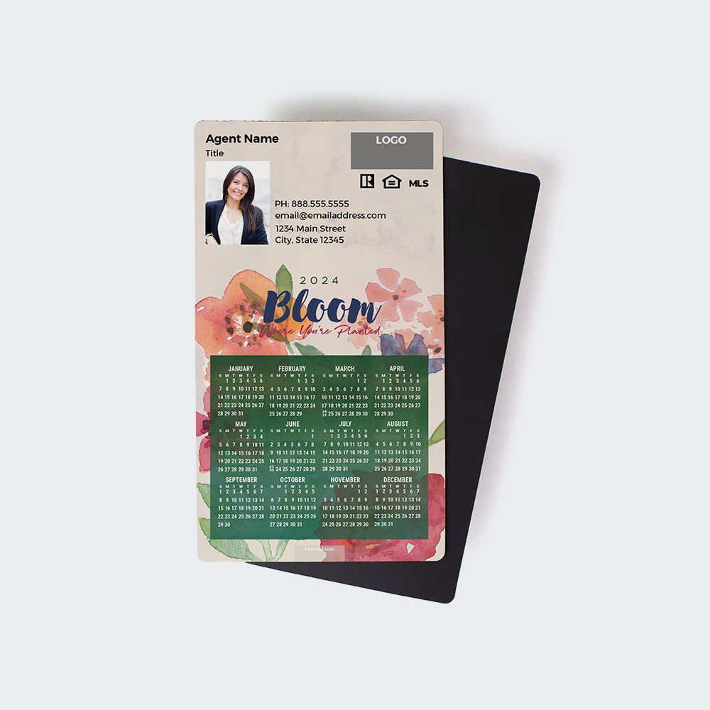 Picture of 2024 Custom Full Calendar Magnets: Executive - Bloom Where You're Planted