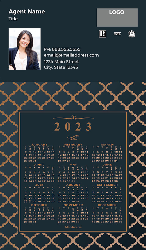 Picture of 2023 Custom Full Calendar Magnets: Executive - Bronze Elegance
