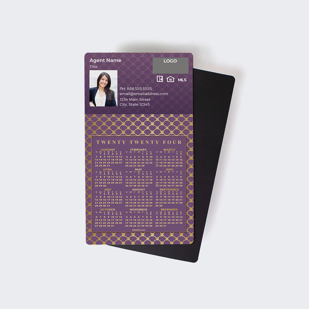 Picture of 2024 Custom Full Calendar Magnets: Executive - Lavender Luxury