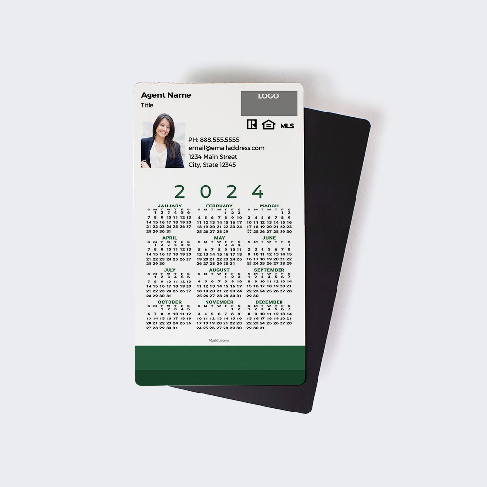 Picture of 2024 Custom Full Calendar Magnets: Executive - Simple Green