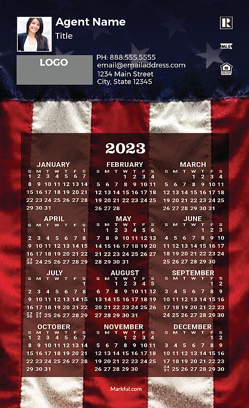 Picture of 2023 Custom Full Calendar Magnets: First Class - Old Glory