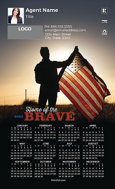 Picture of 2023 Custom Full Calendar Magnets: First Class - Home of the Brave