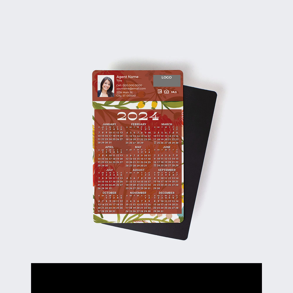 Picture of 2024 Custom Full Calendar Magnets: First Class - Gouache Blossoms