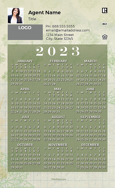 Picture of 2023 Custom Full Calendar Magnets: First Class - Garden Grids
