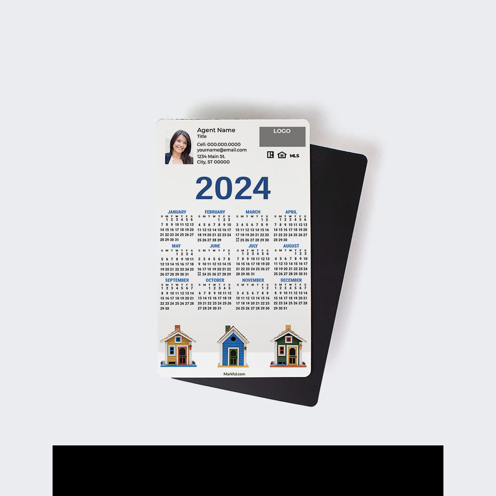 Picture of 2024 Custom Full Calendar Magnets: First Class - Colorful Neighborhood