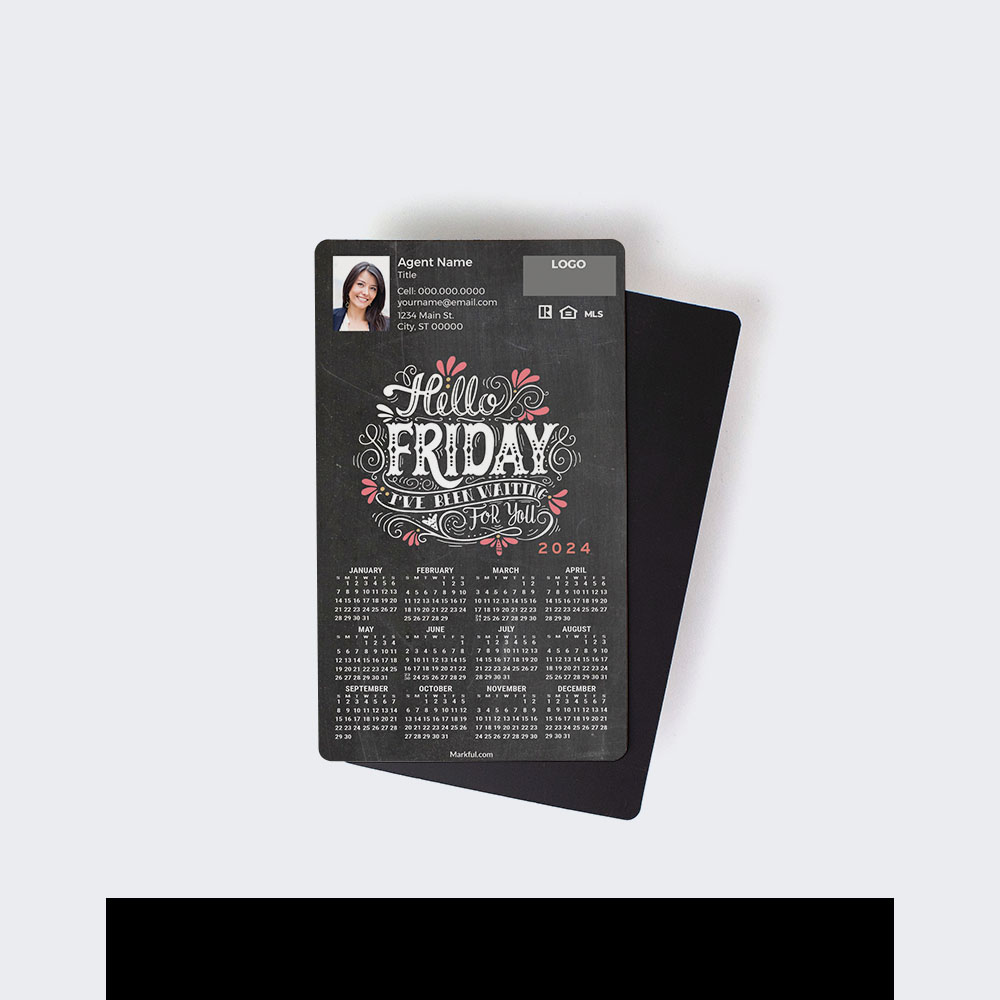 Picture of 2024 Custom Full Calendar Magnets: First Class - Hello Friday